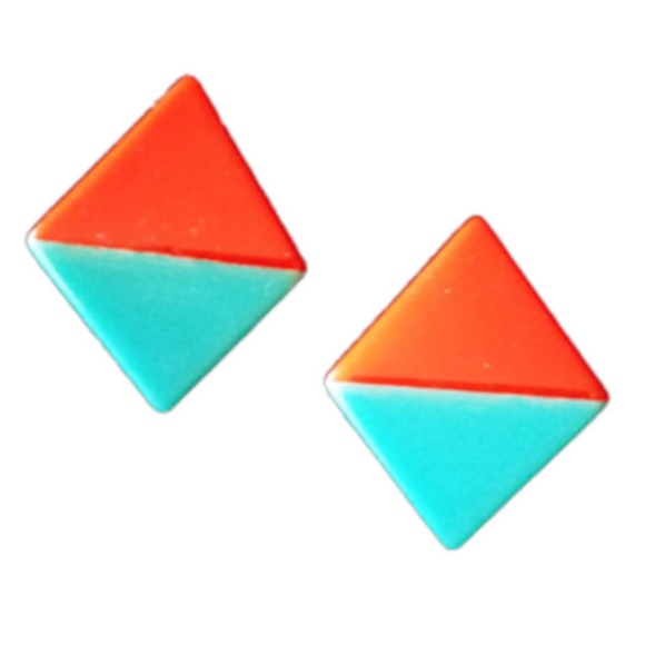 Vintage Jewelry - Vtg 80s Big Two Tone Clip-On Earrings